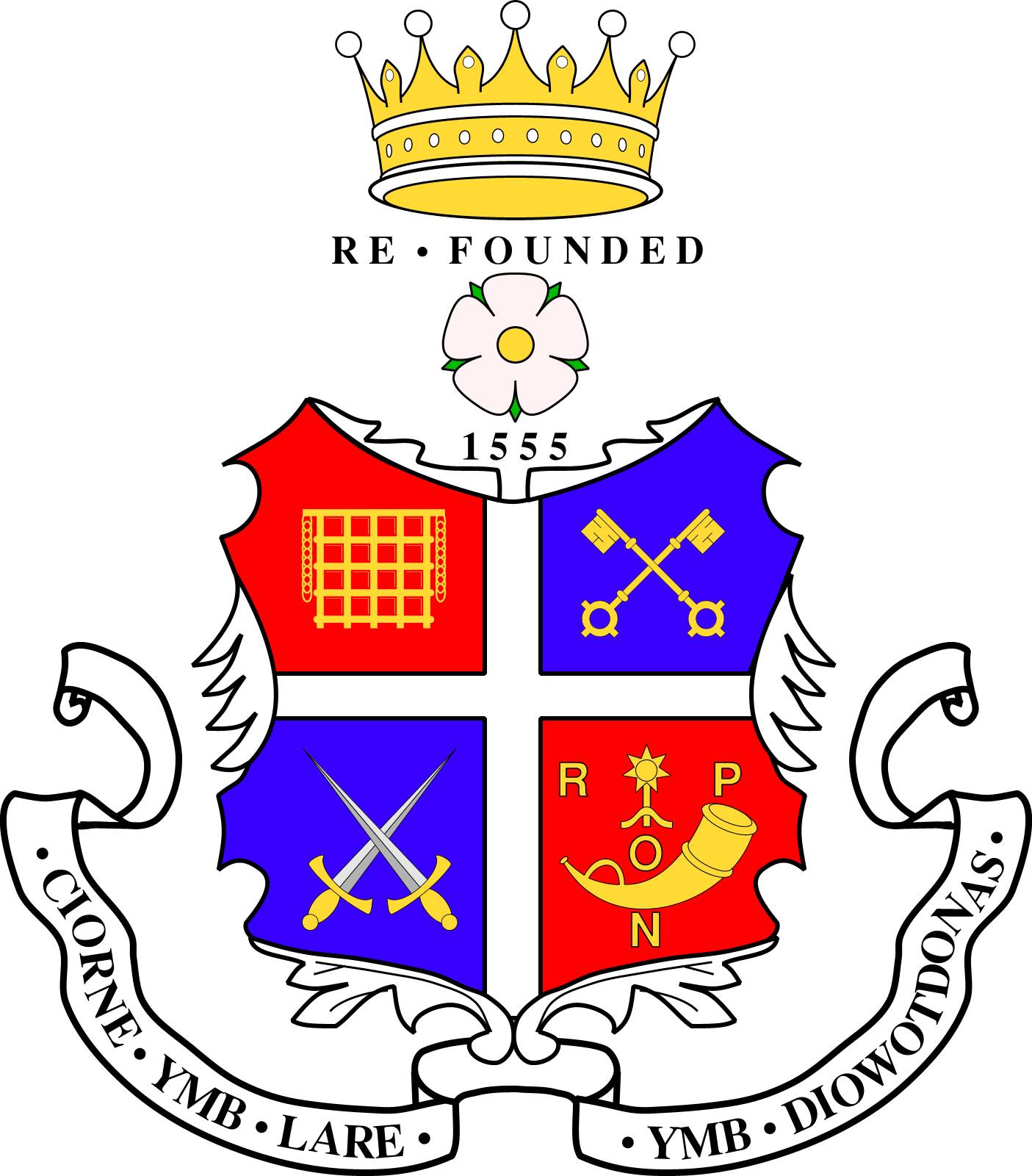 Red and Blue F Crown Logo - Ripon Grammar School
