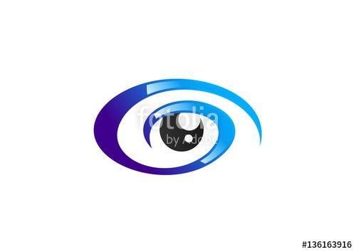 Swirl Eye Logo - eye spiral logo sign, circle blue eye vision logo icon, abstract