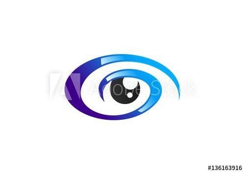 Swirl Eye Logo - eye spiral logo sign, circle blue eye vision logo icon, abstract