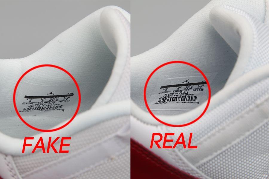 Jordan Real vs Fake Jordan Logo - Sneakers Release Reminder - Air Jordan 11 Low Varsity Red Legit VS Fake