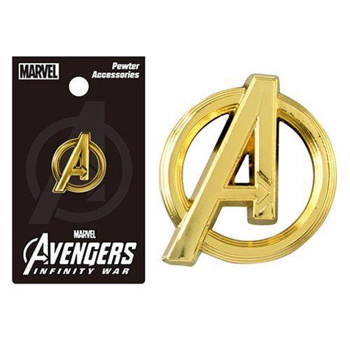 Gold Entertainment Logo - Avengers A Logo Gold Colored Pewter Lapel Pin - Entertainment Earth