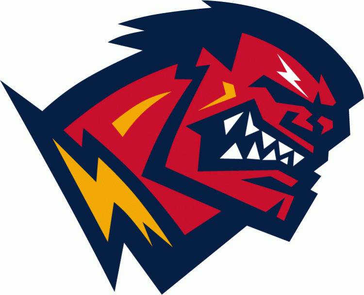 Red Sports Logo - Orlando Rage Primary Logo (2001) of man gritting his teeth