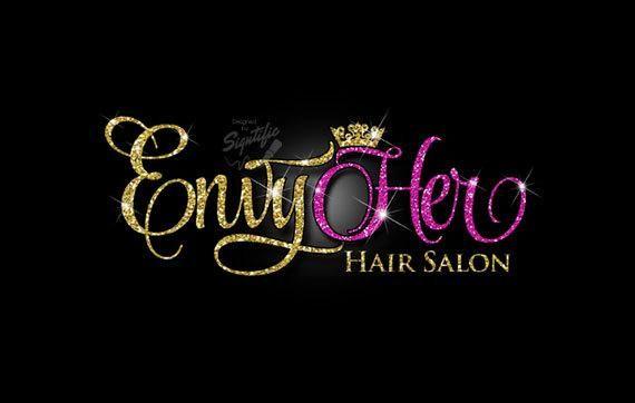 Pink Glitter Logo - Glitter bling Hair Salon Logo, Custom Hair Salon Glitter Gold and ...