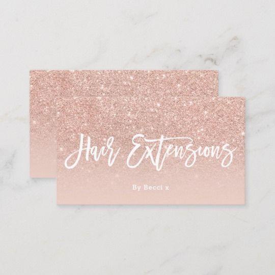 Glitter Hair Pictures of Logo - Logo hair typography blush rose gold glitter business card
