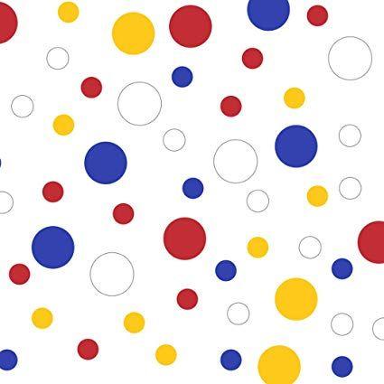 Red Yellow Blue Round Logo - Set of 60 Circles Polka Dots Vinyl Wall Graphic Decals Stickers Red