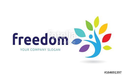 Freedom Logo - Freedom logo template, Vector logo design with human and tree symbol