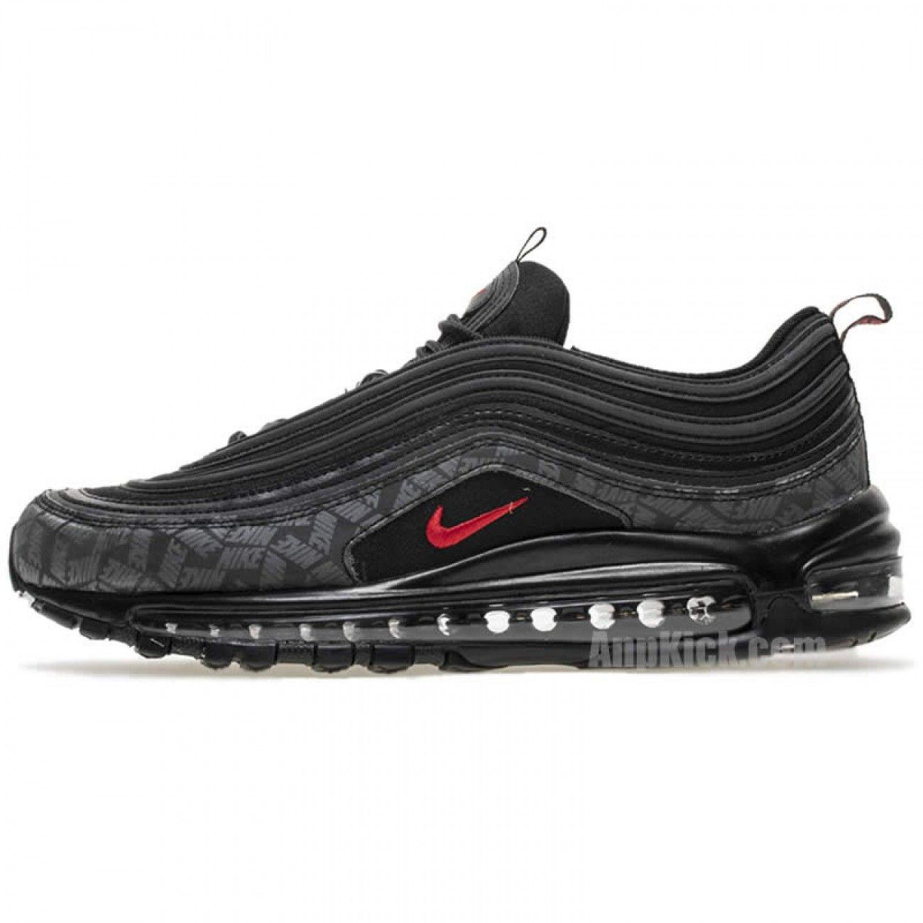 Black and Red Nike Logo - Nike Air Max 97 Reflective Logo All Black And Red 97s Sale AR4259-001