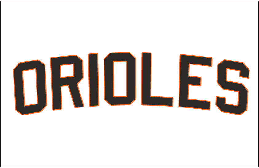 Orange Block Logo - Baltimore Orioles Jersey Logo (1963) arched in black