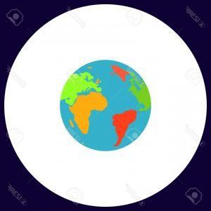 White and Blue Earth Logo - Flat Simple Blue Earth Icon Isolated On White Vector