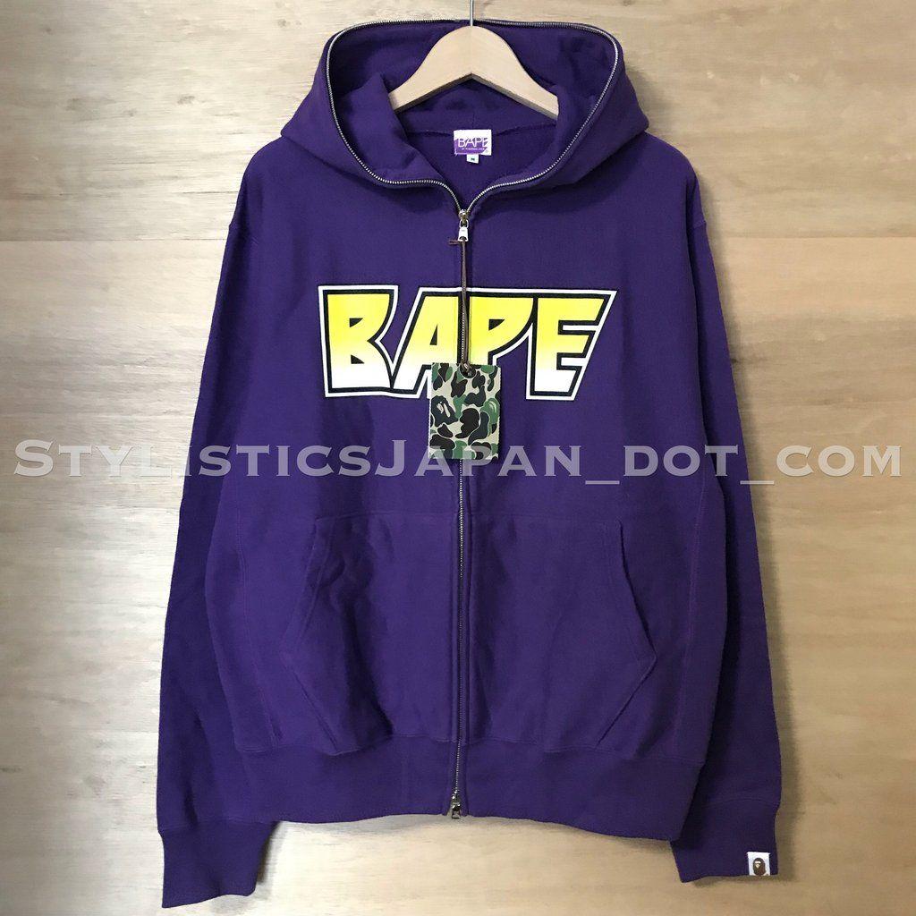 Purple BAPE Logo - DS! A Bathing Ape Bape 'KISS' Logo Full Zip Hoodie Purple M/L ...