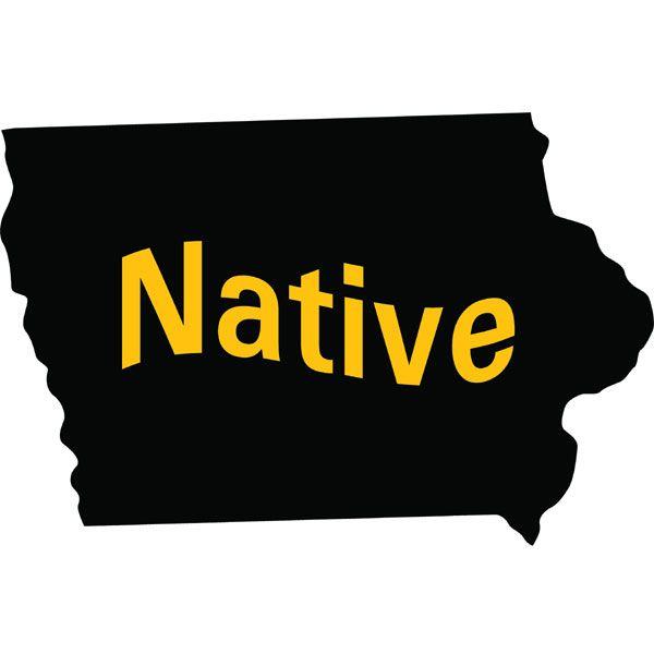 Native B Logo - Iowa Hawkeyes Native State Map Decal