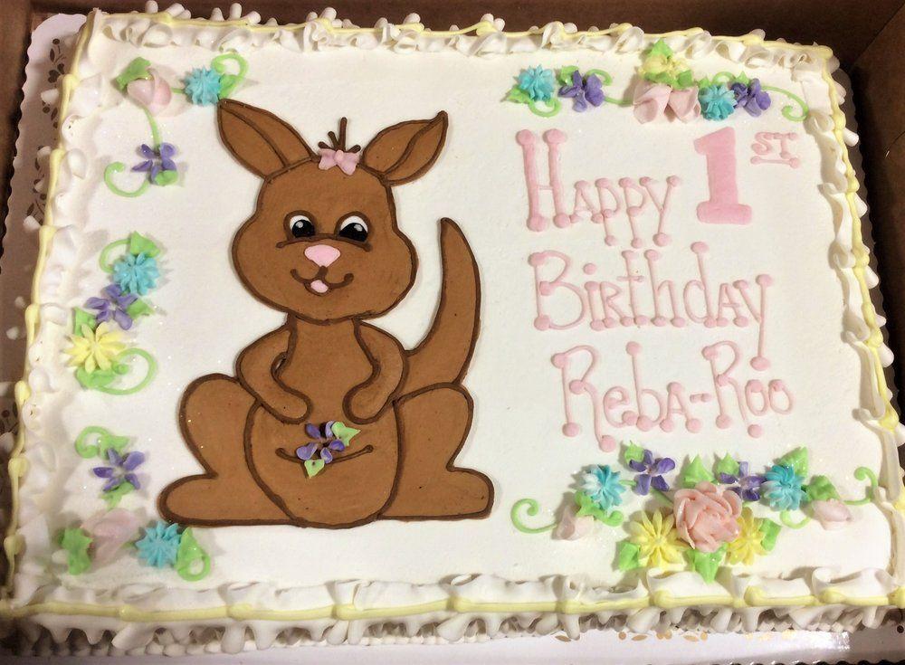 Kangaroo Bakery Logo - First Birthday Sheet Cake with Baby Kangaroo. Fun Cakes for Any