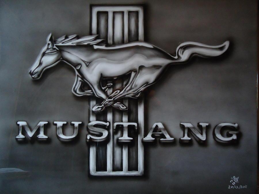 Mustang Logo - Mustang Logo Painting by Caroline Devacht