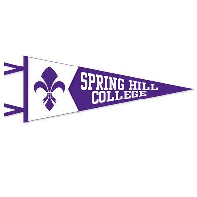 2 Colored College Logo - Spring Hill College Bookstore - 7x18 2 Piece Multi Color Felt Pennant