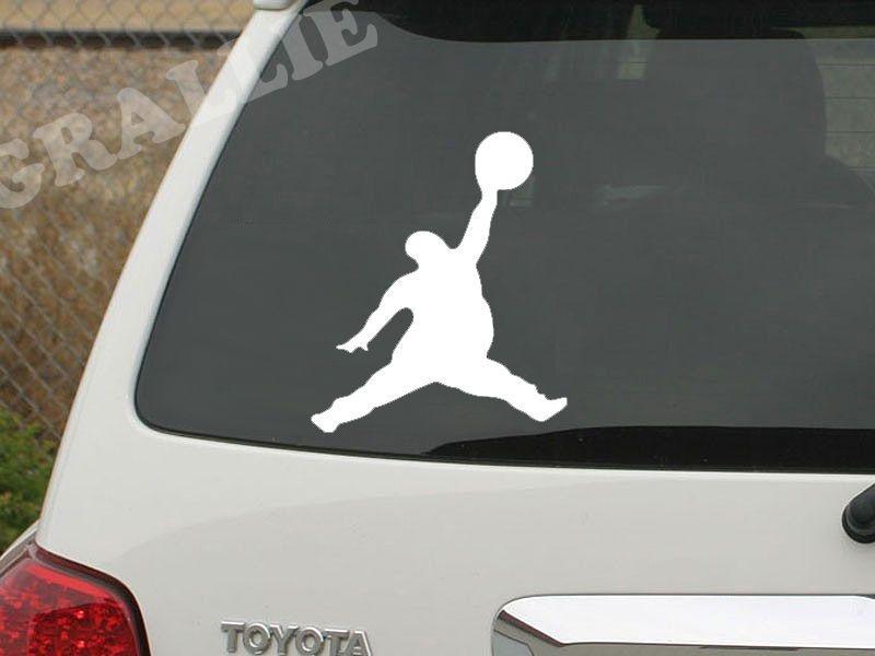 Fake Jordan Logo - FAT MICHAEL AIR JORDAN JUMPMAN FUNNY VINYL WINDOW AUTO CAR STICKER ...
