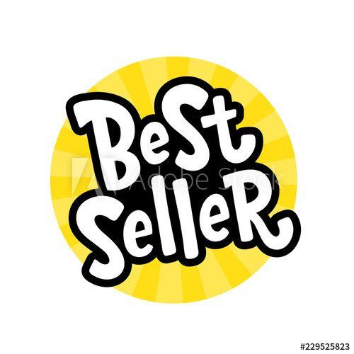Yellow and Black Word Logo - Best Seller yellow black text label. Bestseller word. Hand drawn ...