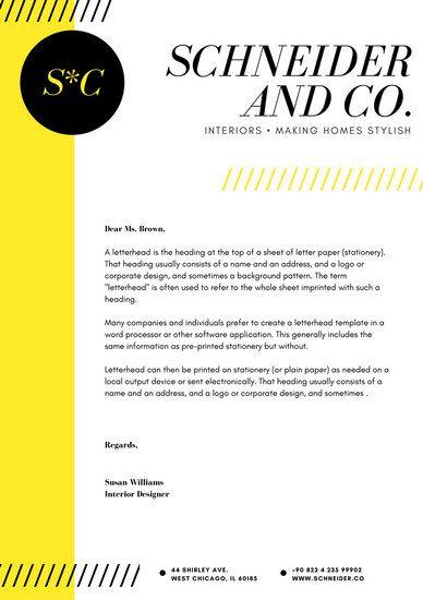 Yellow and Black Word Logo - Yellow Black Elegant Interior Design Creative Letterhead - Templates ...