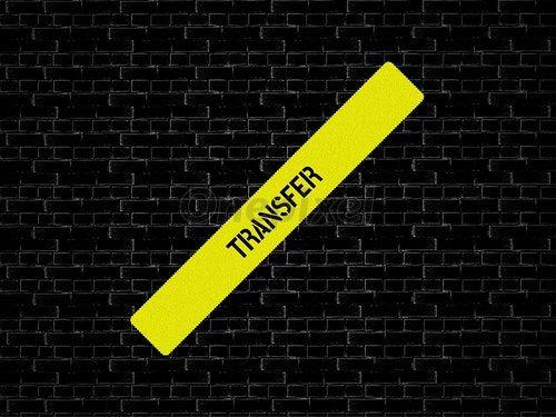 Yellow and Black Word Logo - Bar in yellow. the word TRANSFER is displayed. The background ...
