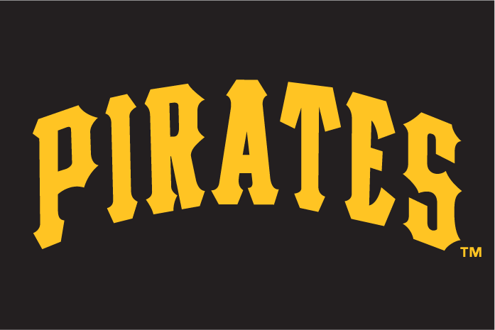 Yellow and Black Word Logo - Pittsburgh Pirates Wordmark Logo (1977) - Pirates in gold on black ...