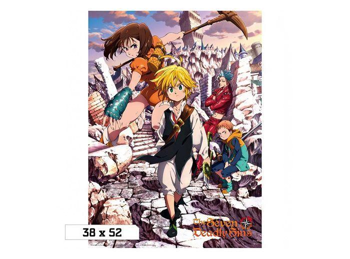 Diane Vertical Logo - Vertical poster with Meliodas, Ban, Diane, King and the logo from ...