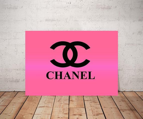 Pink Chanel Logo - Chanel Logo Art Print or Canvas Chanel Wall Decor Pink