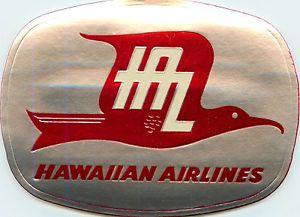 Hawaiian Airlines Old Logo - Hawaiian Airlines HAWAII Great Old Silver Foil Luggage Label, 1955
