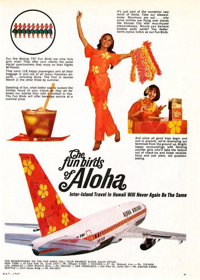 Hawaiian Airlines Old Logo - Aloha Fun Bird. Vintage Airline Posters, Ads, etc