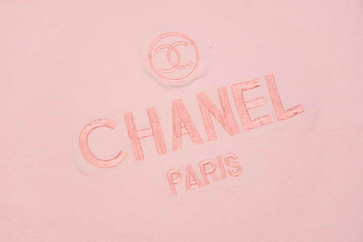 Pink Chanel Logo - Vintage Chanel Paris Logo Pink T Shirt