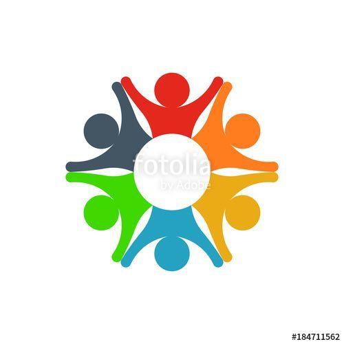 Multi -Coloured Circle Logo - Group of Multi ethnic Diverse Busy Business People” #business