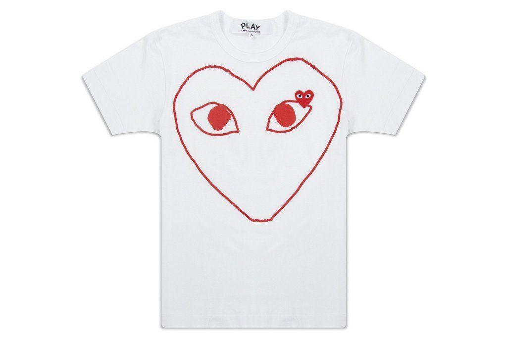 CDG Play Logo - Comme Des Garcons PLAY Outline Heart T Shirt Red