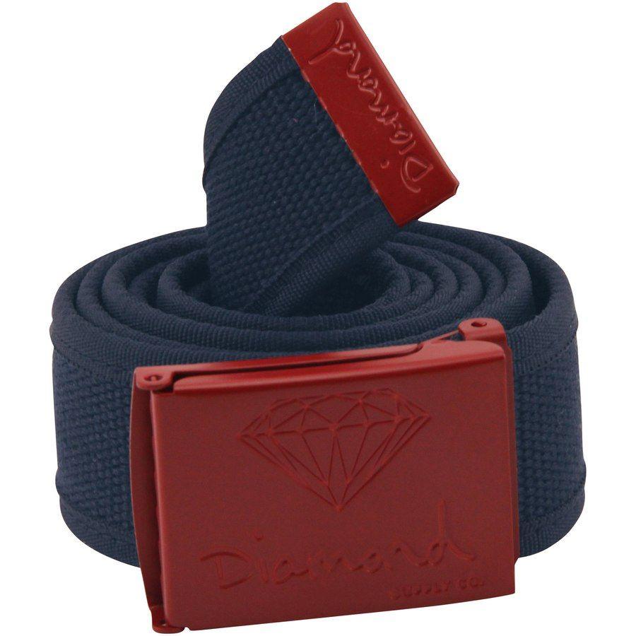 Two Red Diamond Logo - Diamond Supply Co. OG Logo Two Tone Clamp Belt - Navy Blue/Red