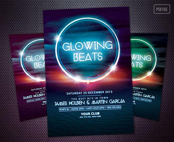 Glowing Beats Logo - Glowing Beats Flyer Template