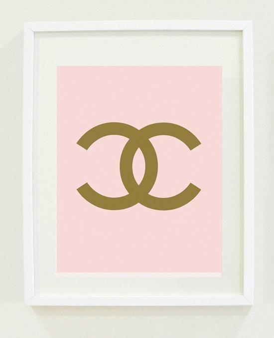 Pink and Gold Logo - Pink and Gold Chanel Print Wall Art