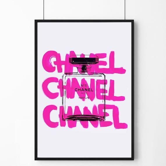 Pink Chanel Logo - Poster poster pink Chanel logo and perfume original | Etsy