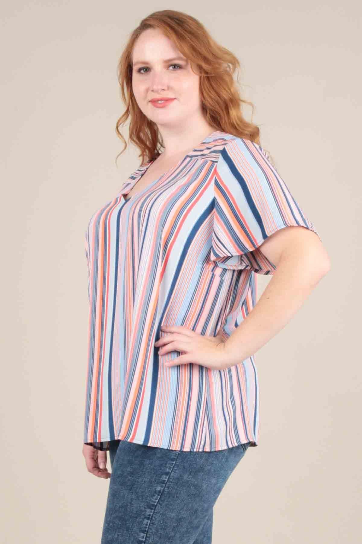 Diane Vertical Logo - Diane Vertical Striped Top | Women's Plus Size Tops | SKIES ARE BLUE