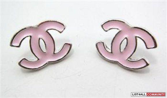 Pink Chanel Logo - Light Pink Chanel Logo Earrings - ashleysxoxo - List4All