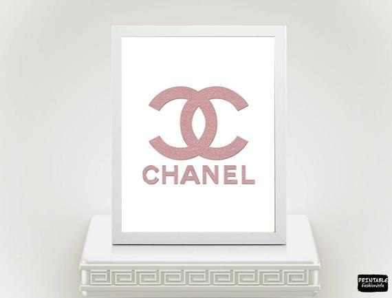 Pink Chanel Logo - Chanel Poster Pink Fashion Wall Art Printable Chanel Logo | Etsy