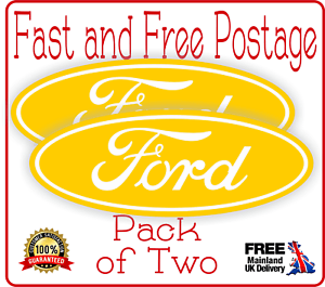 Yellow Oval Logo - 2 x Ford Style Oval logo badge vinyl sticker decal fiesta Fast Ford ...