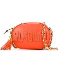 Orange Oval Logo - Moschino Oval Leather Cross Body Bag In Orange
