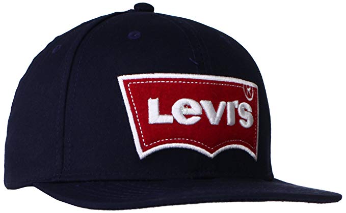 Blue and Red Famous Logo - Levis Famous Brand Name Denim Jeans Red Logo Flat Bill Snapback Blue