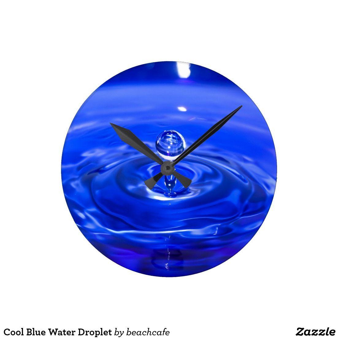 Round Blue Water Drop Logo - Cool Blue Water Droplet Round Clock