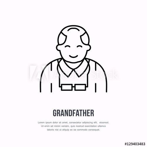 Elderly Care Logo - Vector line icon of happy old person. Nursing home sign, linear logo ...