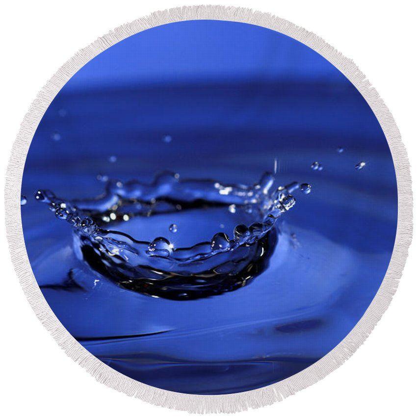 Round Blue Water Drop Logo - Blue Water Splash Round Beach Towel