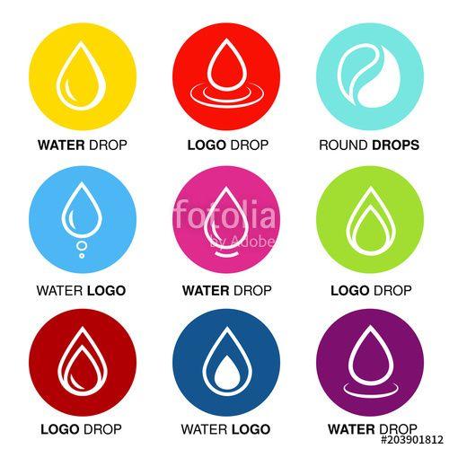 Round Blue Water Drop Logo - Vector set of abstract color water logo design, circular symbols of ...