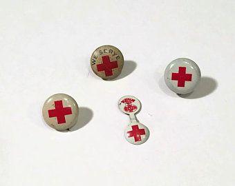 American Red Cross Button Logo - Red cross button | Etsy