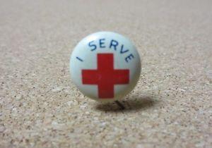 American Red Cross Button Logo - Vintage WWII America RED CROSS I Serve Pinback Button Pin