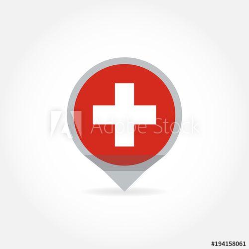 American Red Cross Button Logo - Flag of Switzerland round icon, badge or button. Swiss national