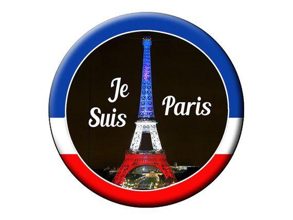 Ifal Tower with Red and Blue Circle Logo - Choose An Eiffel Tower Pin or Magnet in Red White and Blue We | Etsy
