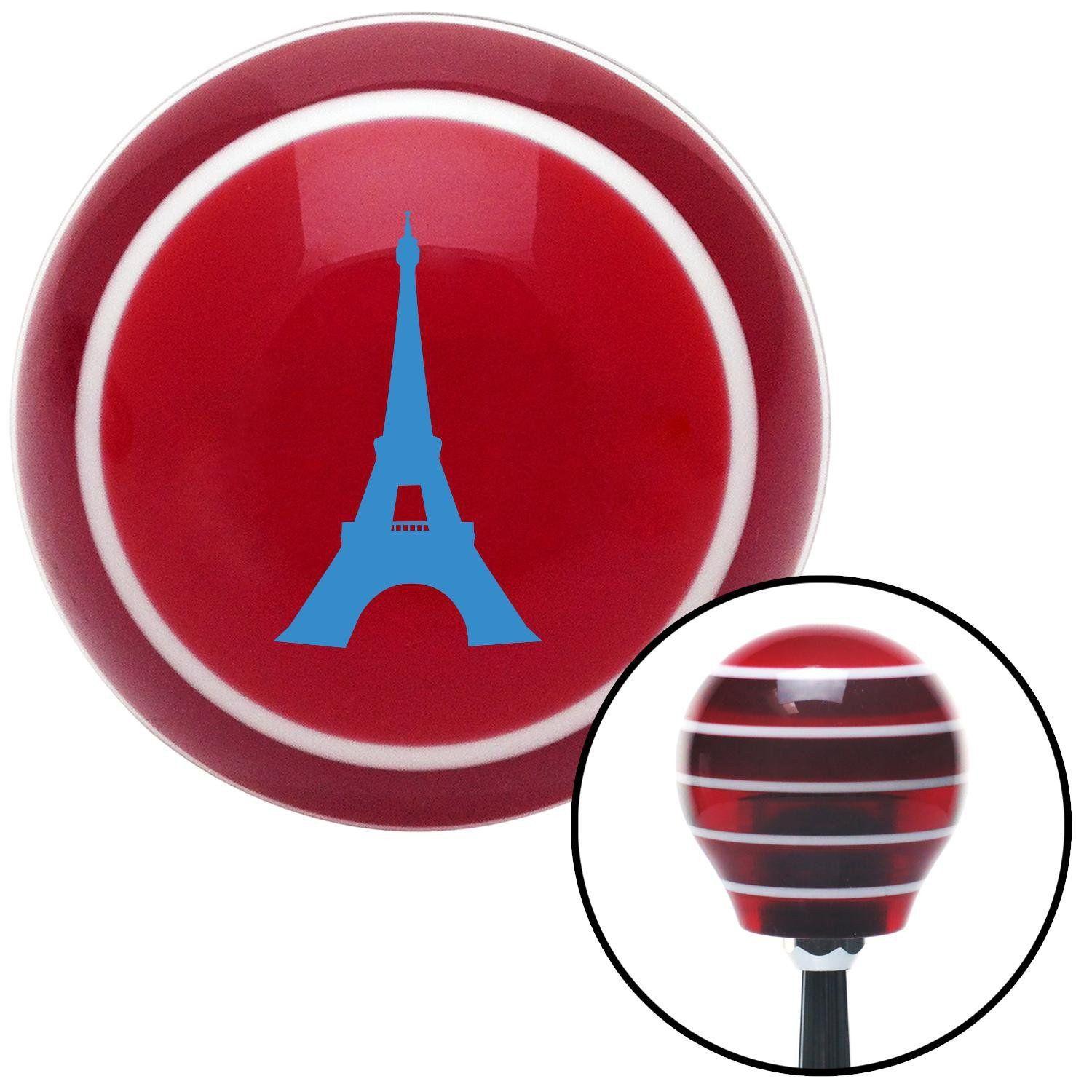 Ifal Tower with Red and Blue Circle Logo - American Shifter Blue The Eiffel Tower Red Stripe Shift Knob With