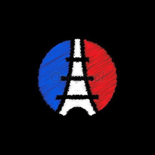 Ifal Tower with Red and Blue Circle Logo - Football or soccer France logos. Eiffel Tower Logo Paris. Icon ...
